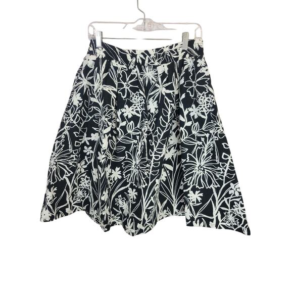 NWT Cynthia Rowley Black Floral Print Casual A-Line Skirt Women's Size Large - Picture 1 of 9